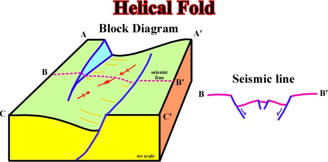 folds in geology. an helical fold,